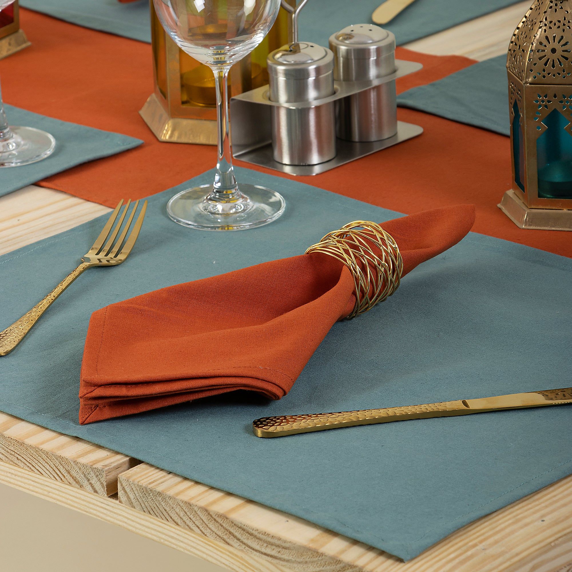 Solid Brown Pure Cotton Table Mats And Runners